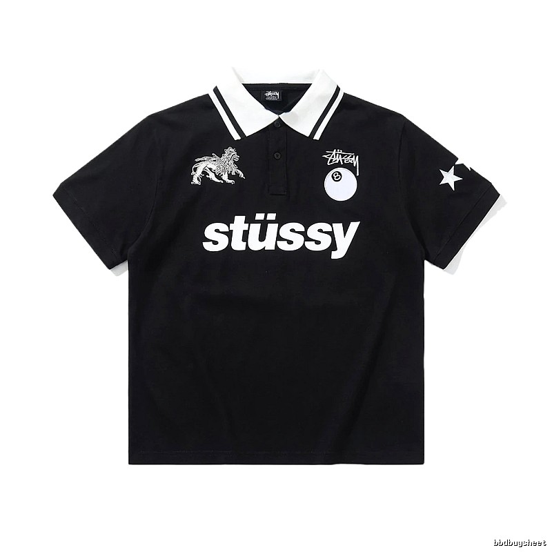Stussy Trendy Style Black Polo Shirt