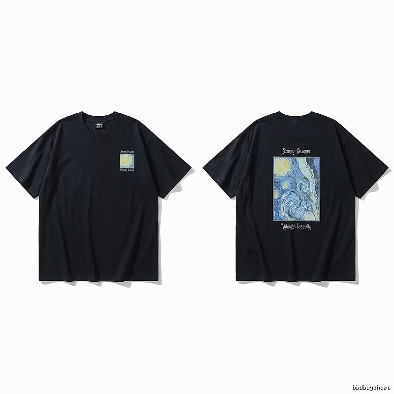 Stussy Van Gogh series dark style T-shirt