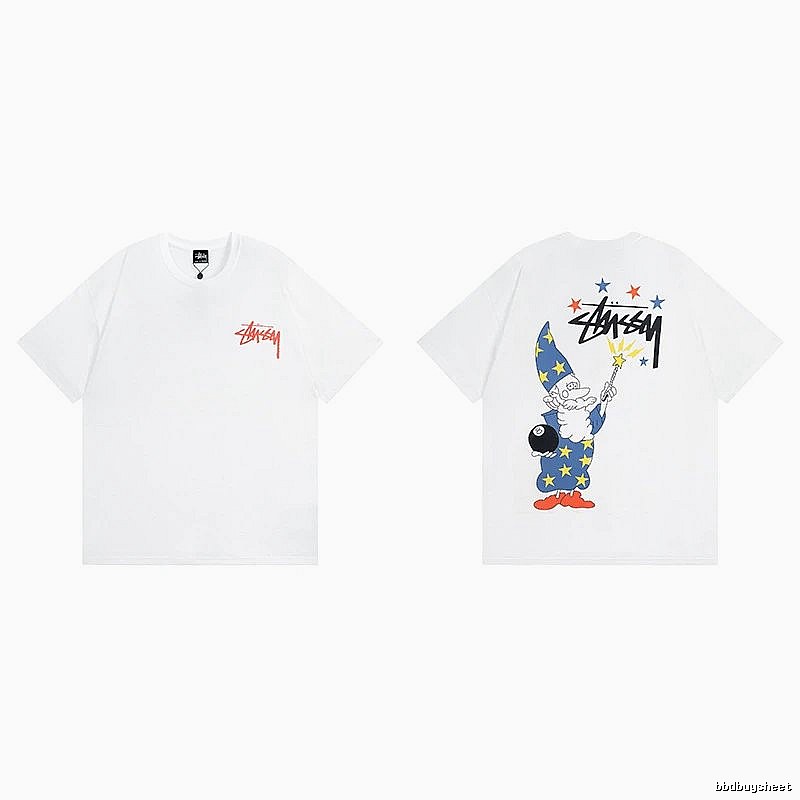 Stussy White Spider Graphic T-Shirt Active Casual Logo