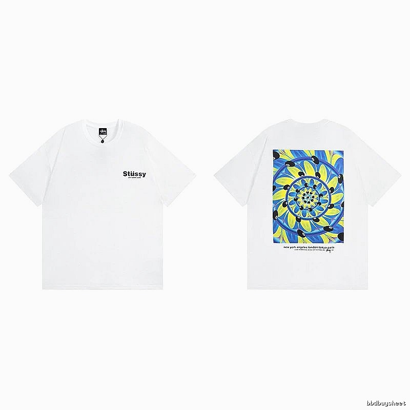 Stussy White Spider Graphic T-Shirt Clean Finish Logo