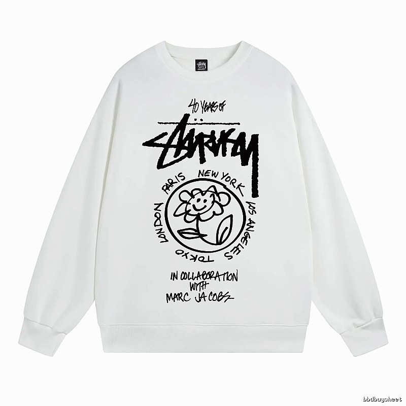 Stussy White Style 539 Graphic SweatShirt Airport Outfit