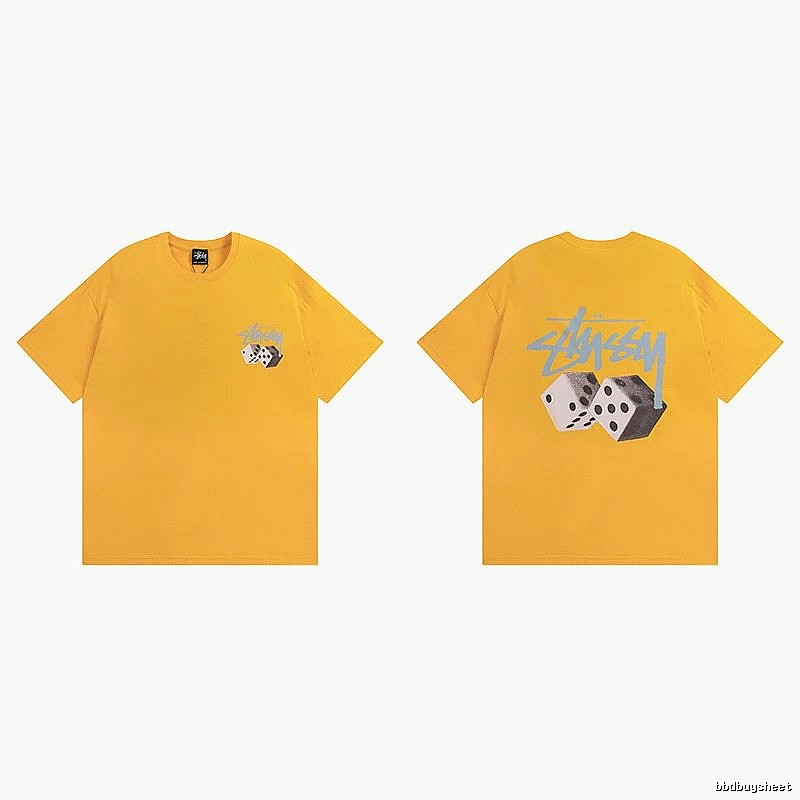 Stussy Yellow Spider Graphic T-Shirt Summer Styling Logo