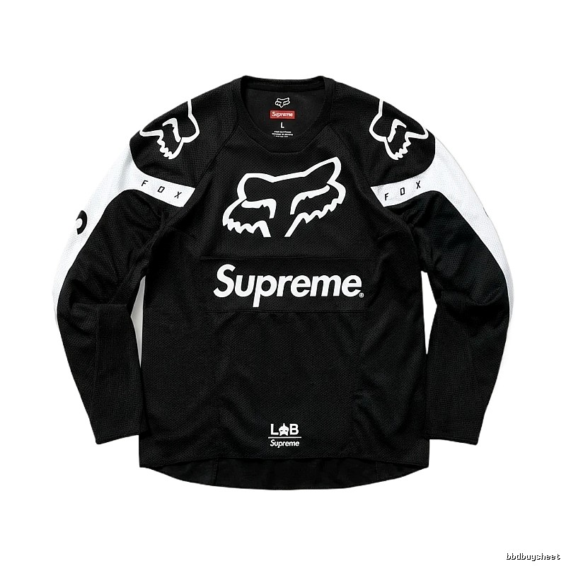 Supreme black and white trendy long-sleeved shirt
