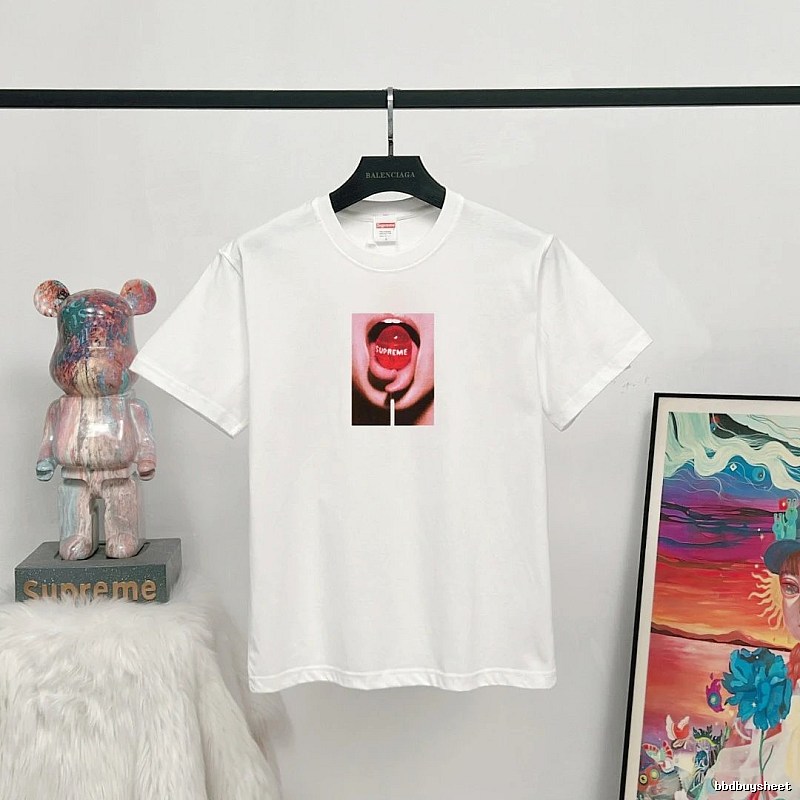 Supreme Lollipop Print Street Style White T-Shirt