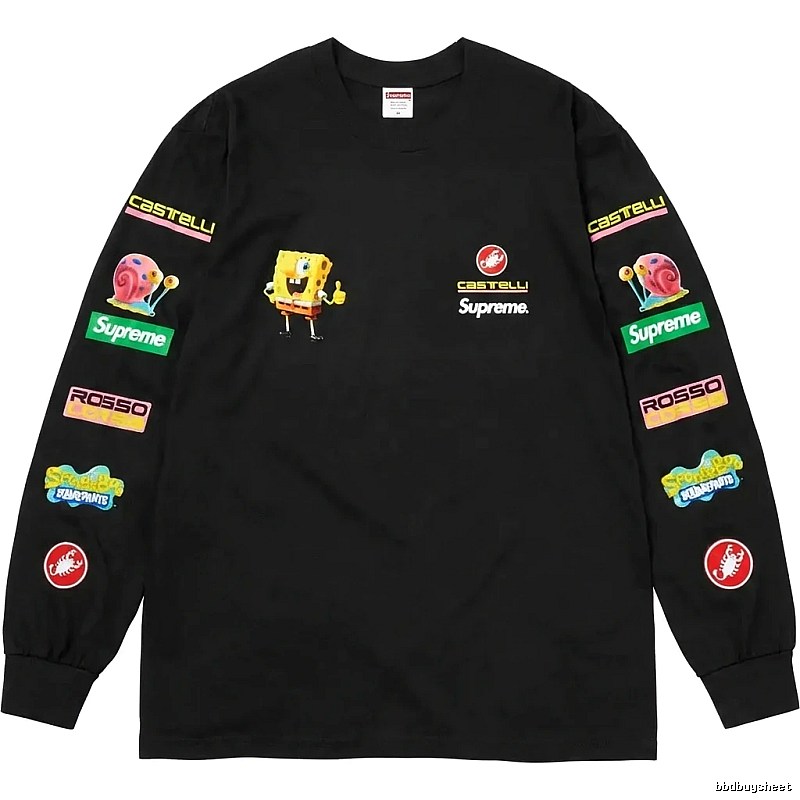 Supreme SpongeBob SquarePants Co-branded Black Long-sleeve Shirt