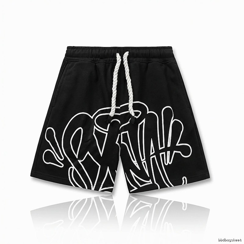 SynaWorld Graffiti-style Black Shorts