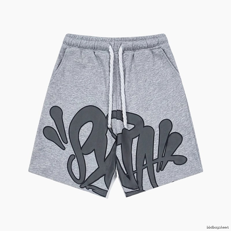 SynaWorld graffiti-style gray shorts