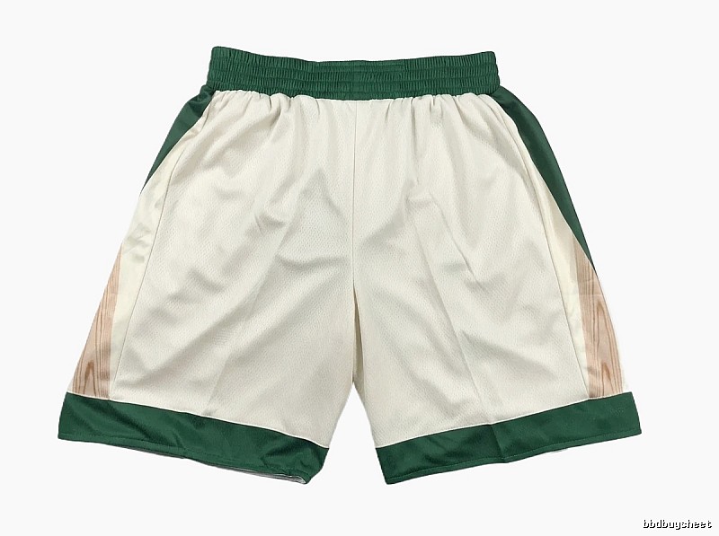 Tatum retro-style white and green shorts