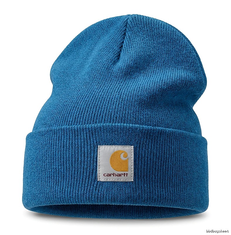 The classic blue knitted hat of Carhartt.