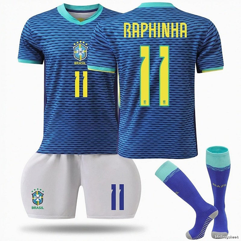 The No. 11 blue - striped jersey of the Brazilian team.