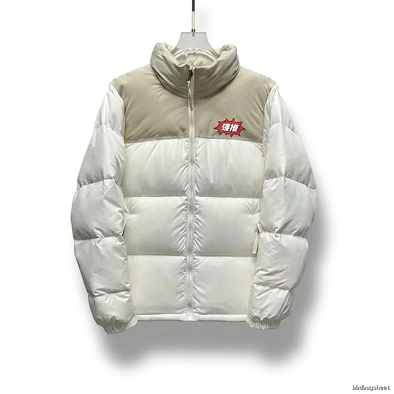 The North Face Cream White Patchwork Down Jacket