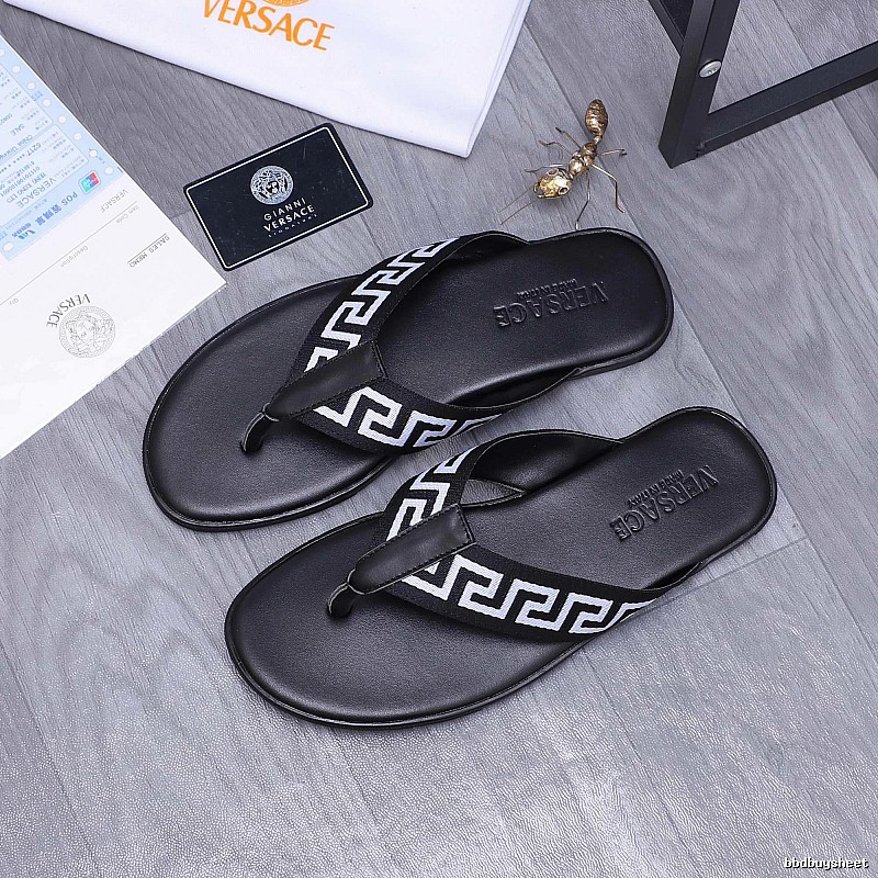 Versace Greek Key Trendy Style Black Flip-Flops