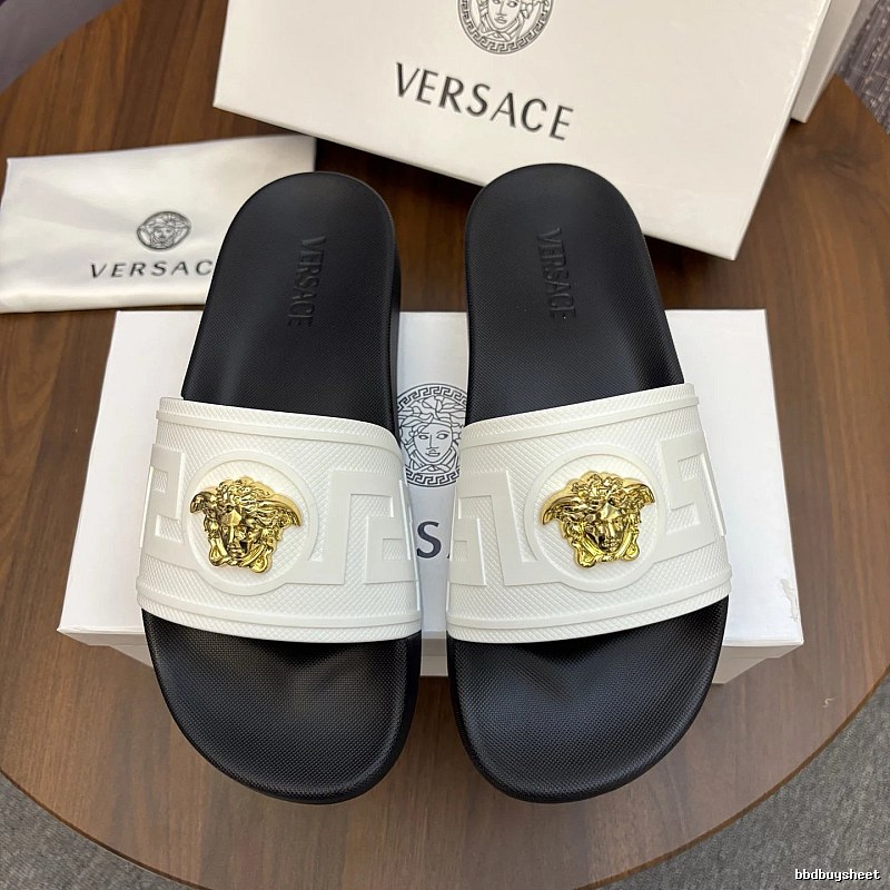 Versace Medusa Luxury Style White and Black Slides