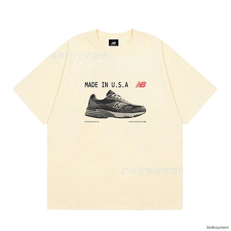 Vintage-style Beige T-Shirt with New Balance Sneaker Print