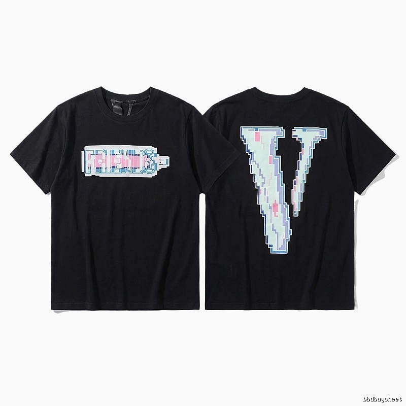 Vlone pixel - style black T - shirt