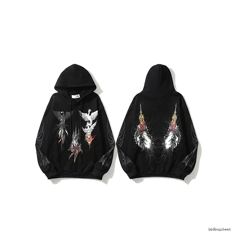 WDW Trendy Brand Chinese Style Embroidery Black Hoodie